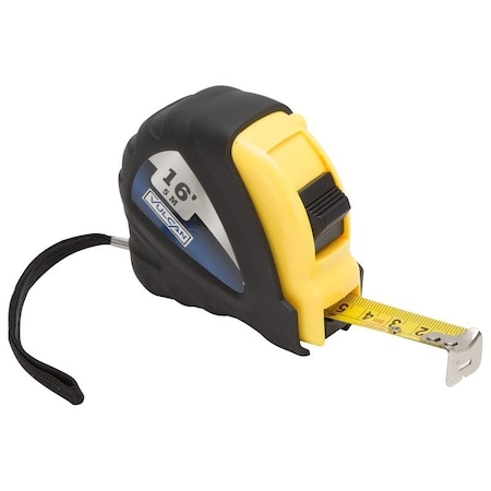 Vulcan Tape Measure, 16 ft L Blade, 3/4 in W Blade, Steel Blade, ABS Plastic Case, Yellow Case 56-5X19-A