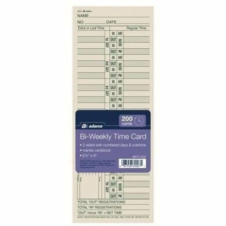 Adams Business Forms Time Cards for Acroprint, Amano and Lathem Time Clocks, Two Sides, Bi-Weekly, 3.38in x 9in, 200PK 9675-200