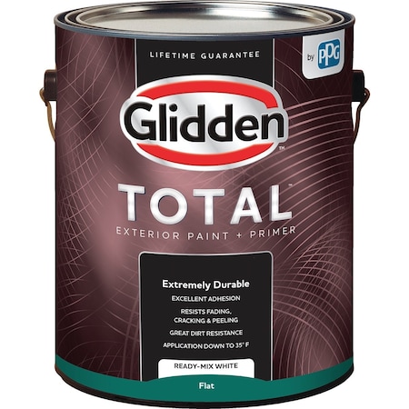 Glidden Total Exterior Paint + Primer Flat Ready Mix Wht 1 Gallon GLTEX10WH/01