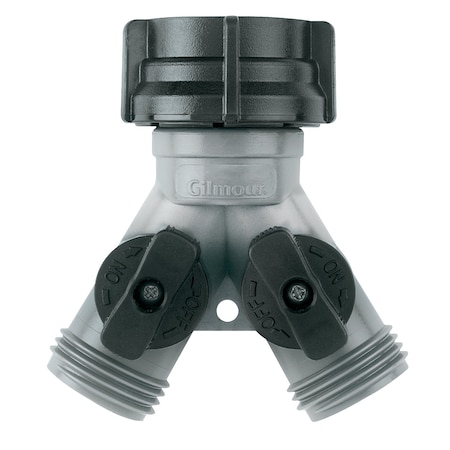 Gilmour Polymer Threaded 2 Male/1 Female Y-Hose Connector with Shut Offs 800174-1002