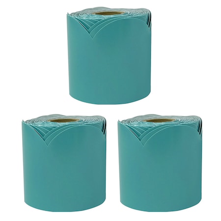 Carson Dellosa We Belong Teal Rolled Scalloped Bulletin Board Borders, 65 Feet Per Roll, 3PK 108509