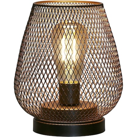 Homeroots 7" Black Metal Novelty Bedside Lamp With Black Cone Shade 636354