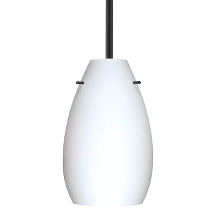 Besa Lighting Besa Pera 9 Stem Pendant, Opal Matte, Black Finish, 1x 9W LED 1TT-412607-LED-BK