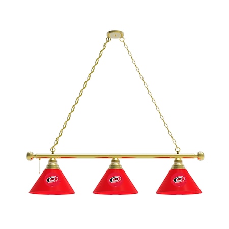 Holland Bar Stool Co Carolina Hurricanes 3 Shade Billiard Light, Brass Fixture BL3BRCarHur