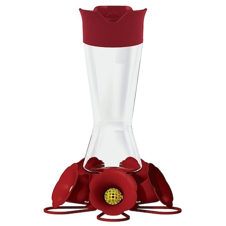 Perky-Pet Bird Feeder, 5-Port/Perch, Glass, Red, 10-1/2 in H 204CP-4