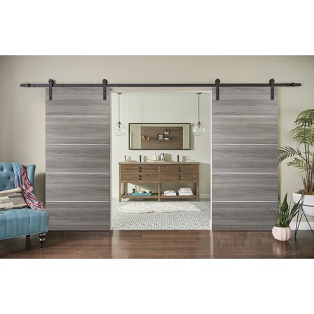 Sartodoors Sliding Double Barn Doors with Hardware, Planum 0020 Ginger Ash, 13FT Rail Hangers Sturdy Set, Mode PLANUM0020DB-GA-84