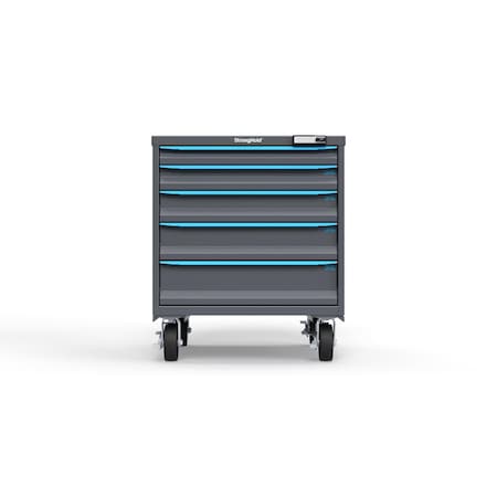 Strong Hold 5 drawer cabinet - (1x 2in, 1x 3in, 1x 4in, 1x 5in, 1x 6in) - Blue accents - Electronic Lock S3036-PCRAS-0503FS