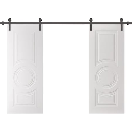 Sartodoors Double Barn Door 56 x 80 inches, BASIC 9801 White, 13FT Rail Track Set, Solid Panel Interior Door BASIC9801DB-B-SKIN-56