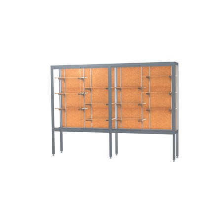 Ghent Display Case, 96x66x16, Cork, Satn, AlumLegs 11408-CK-SN