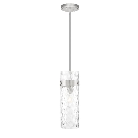 Z-Lite Fontaine 1 Light Pendant, Brushed Nickel/Clear Water, 5.75 In W x 15 In H 7002P5-BN