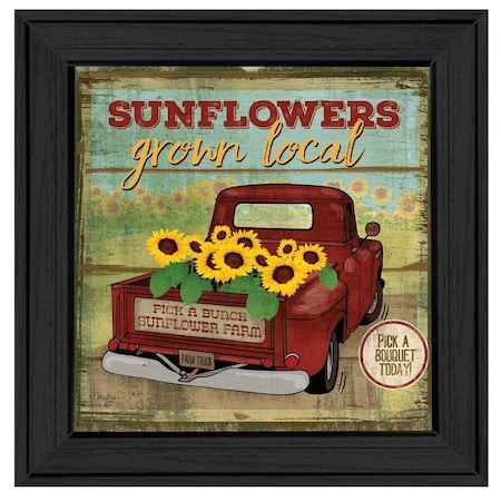 Homeroots Sunflowers from the Farm 3 Black Framed Print Wall Art 406605
