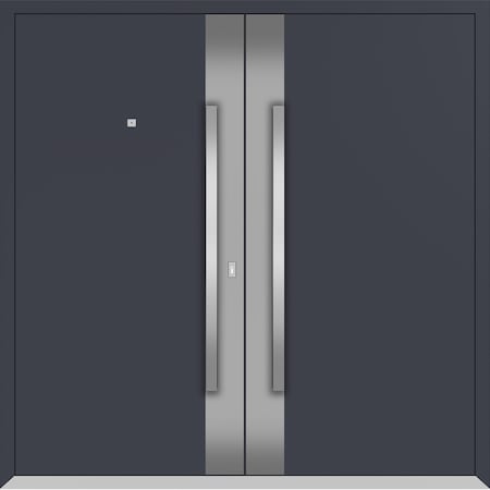 Vdomdoors Metal Double Doors Deux 0729 Gray Graphite Stainless Steel Insert Entry Modern Painted (W72xH96) Le DEUX0729DEXD-GRE-W72xH96-LH-I