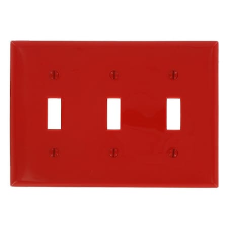 Leviton Switch Wallplate, Standard Size, Gang 3, Red 80711-R