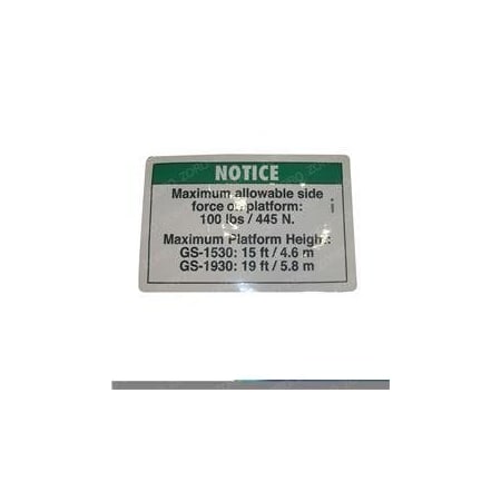 Genie REPLACEMENT DECAL, NOTICE SIDE FORCE ANSI 44253