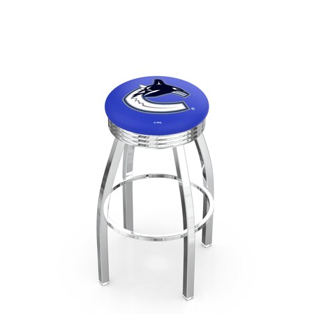 Holland Bar Stool Co 30" Chrome Vancouver Canucks Swivel Bar Stool, Accent Ring L8C3C30VanCan