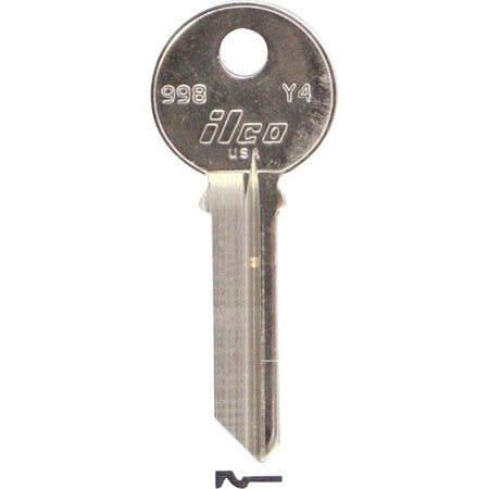 Ilco Yale Nickel Plated House Key Y4 / 998, 10PK IAL4500400B