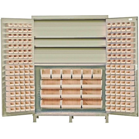 Quantum Storage Systems JUMBO BEIGE STORAGE CABINET W/212 CLEAR BINS QSC-BG-72SCL