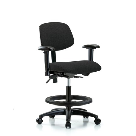 Blue Ridge Ergonomics Chair, Fabric, Med Bench, AA BF Casters, Blk, 6-Way Adjustable, 22" to 29" Height, Black BR-FMBCH-RG-T0-A1-BF-RC-F42