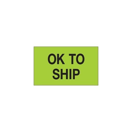 Bubblefast 3 x 5'' - ''OK To Ship'' Fluorescent Green Labels BFDL1174