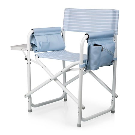 Picnic Time Family Of Brands Outdoor Directors Folding Chair, Mod Denim Stripe Pattern with White Accents 810-17-135-000-0