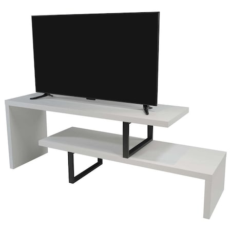 Leisuremod Orford TV Stand with MDF Shelves and Powder Coated Iron Legs, White ORS88W