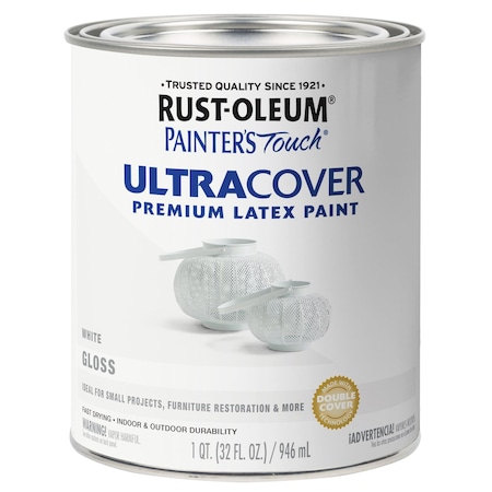 Rust-Oleum Interior/Exterior Paint, Gloss, White, Quart 1992502