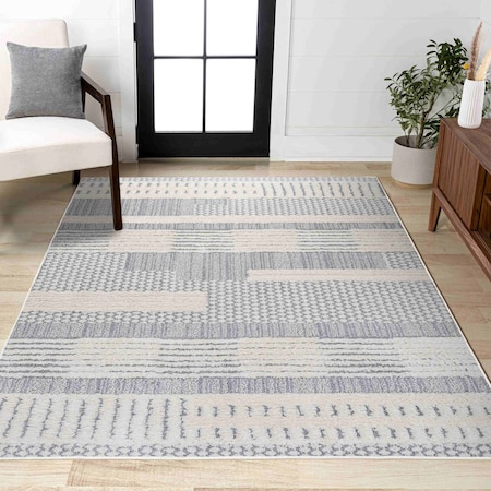 Jonathan Y Kerstin Geometric High-Low Cream/Gray 4 ft. x 6 ft. Area Rug SNT100A-4