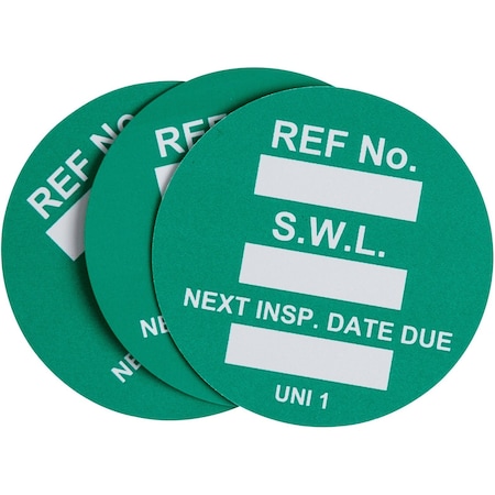 Brady Tag, Uni, Insert Safe Work LD GRN 100PK 108015