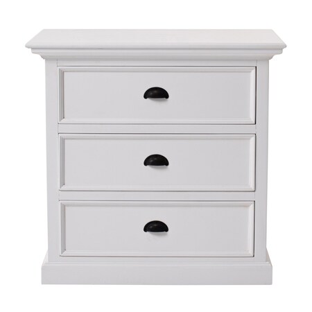 Homeroots Classic White Large Three Drawer Nightstand 397618