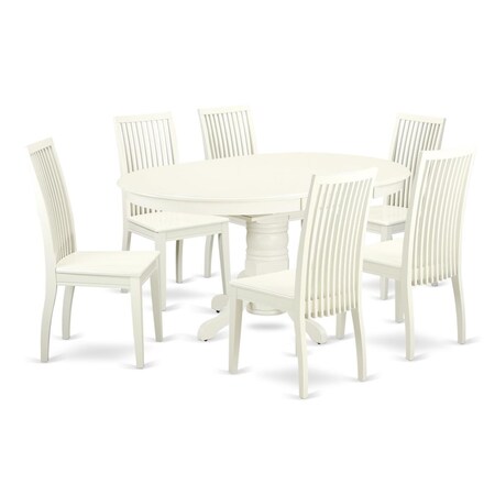 East West Furniture 7 Piece Dining Set, Linen White, 7PK AVIP7-LWH-W