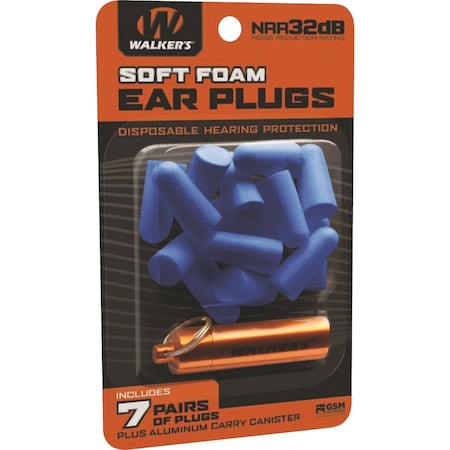 Walkers Soft Foam Neon Blue Ear Plugs, 7-Pair GWP-PLGCAN-YL