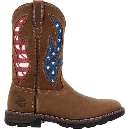 Georgia Boot Carbo-Tec FLX 11" Patriotic Alloy Toe Pull-On Work Boot, Brown, Size 11.5 GB00722