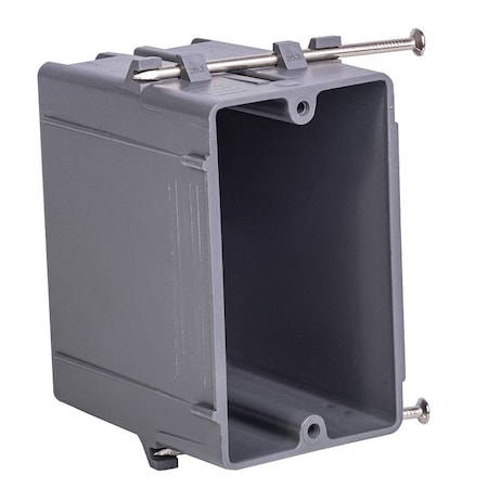Gardner Bender Switch/Outlet Box, 20 cu-in, Standard Outlet, 1-Gang, 4-Knockout, PVC, Gray BOX-NS20