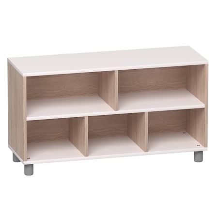 Beleduc By Playwell Palermo 1394x437x436mm Extra Wide 5-Compartment Shelf, Oak/White Veneer, Low Height, Ages 3+ 846033