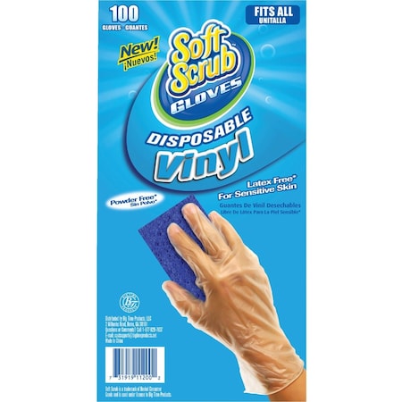 Soft Scrub 1 Size Fits All Vinyl Disposable Glove, 100PK 11200-16