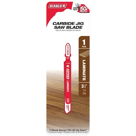 Diablo T-Shank 3-5/8'' 14 TPI Carbide Jig Saw Blade for Laminate DJT128BHM