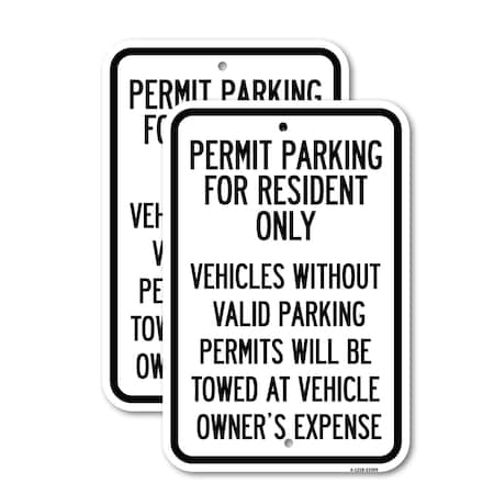 Signmission Parking Permit Sign Permit Parking for Residents Only V, 12'' X 18'', Heavy Gauge Aluminum, 2PK A-1218-2PACK-23399