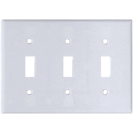 Eaton Wiring Devices Wallplate, 4-1/2 in L, 6-3/8 in W, 3 -Gang, Thermoset, White, High-Gloss 2141W-BOX