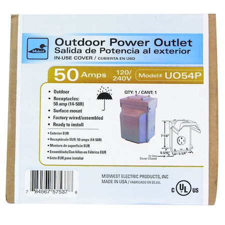 Ge GE 50 amps 240 V Single Silver RV Power Outlet 1 pk U054PP