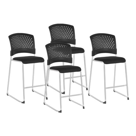 Office Star Products 886 Series Tall Stacking Visitor Chairs, Freeflex Coal 88657C4-30