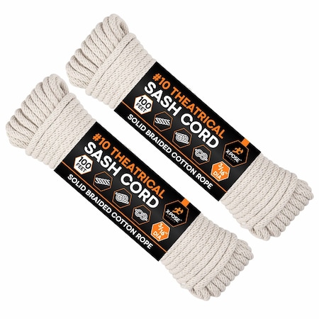 Xpose Safety White Braided Sash Cord 3/16in x 100ft, 2PK WSC316-100-2-X-S