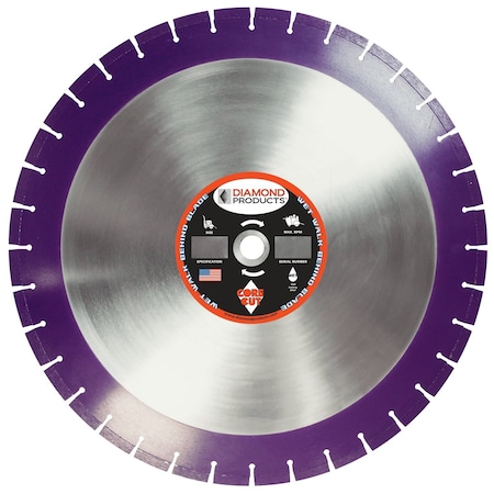 Diamond 20" X .140 Imperial Purple Wet and Dry Walk Behind Blade Cured Concrete 36811