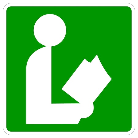 Sign Solutions Usa Library (Symbol), 30 in W x Square, Aluminum Sign DUS12HWT3030I4-1