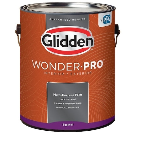 Glidden Wonder-Pro Interior/Exterior Paint, Eggshell Sheen, Pastel Base/White, 1 gal GLWP31WB/01