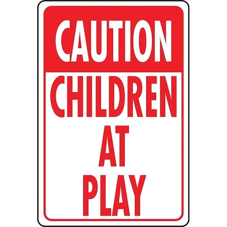 Hy-Ko HY-KO HW-7 Traffic Sign, Rectangular, CHILDREN AT PLAY, Red Legend, White Background HW-7