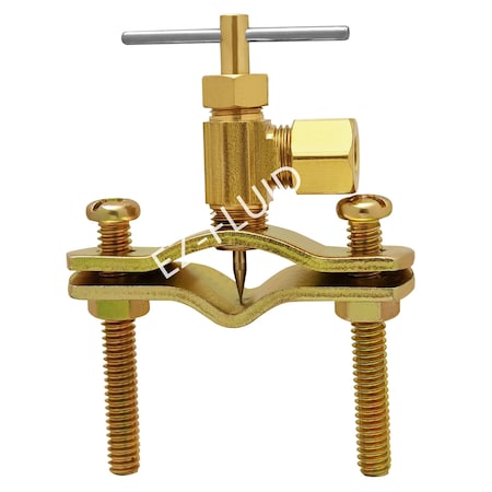 Ez-Fluid 1/4 Brass Compression Self-Piercing Needle Valve/Saddle Valve for 1/4 to 1 Copper Pipe EZFD665
