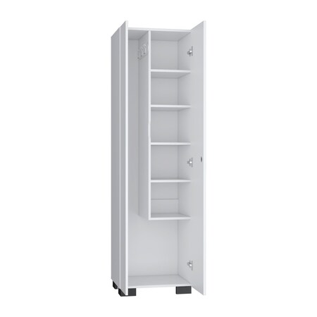 Homeroots 20in White and Black Wood Accent Cabinet With Two Doors 552279