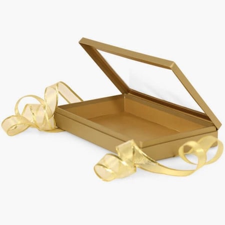 Nashville Wraps Metallic Gold Ribbon Window Box, 10x6x1.5, 12PK BFB8GO