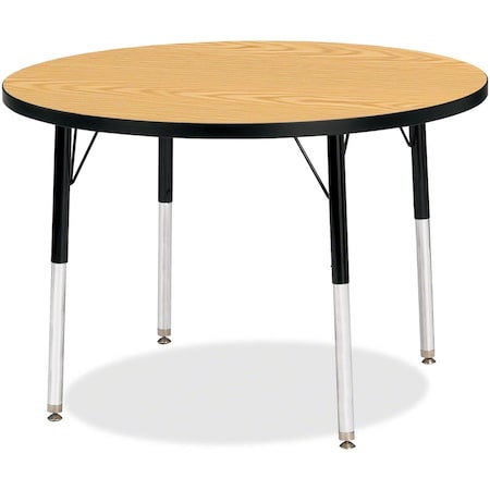 Jonti-Craft Berries Round Activity Table, 36 in. Diameter, A-height, Oak/Black/Black 6488JCA210