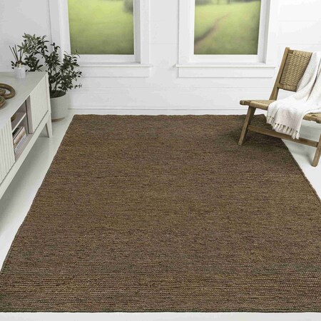 Jonathan Y Griffin Rustic Farmhouse Woven Jute Solid Brown 4 ft. x 6 ft. Area Rug NRF201C-4